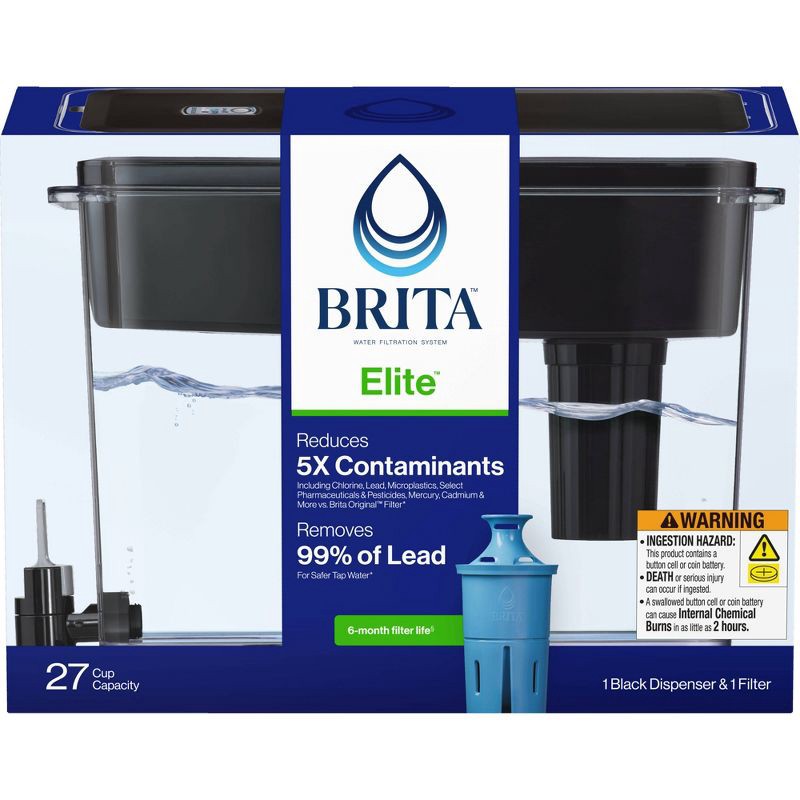 slide 2 of 16, Brita Extra Large 27-Cup UltraMax Filtered Water Dispenser with Filter - Jet Black, 1 ct
