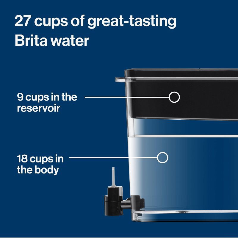 slide 3 of 17, Brita Extra Large 27-Cup UltraMax Filtered Water Dispenser with Filter - Jet Black, 1 ct