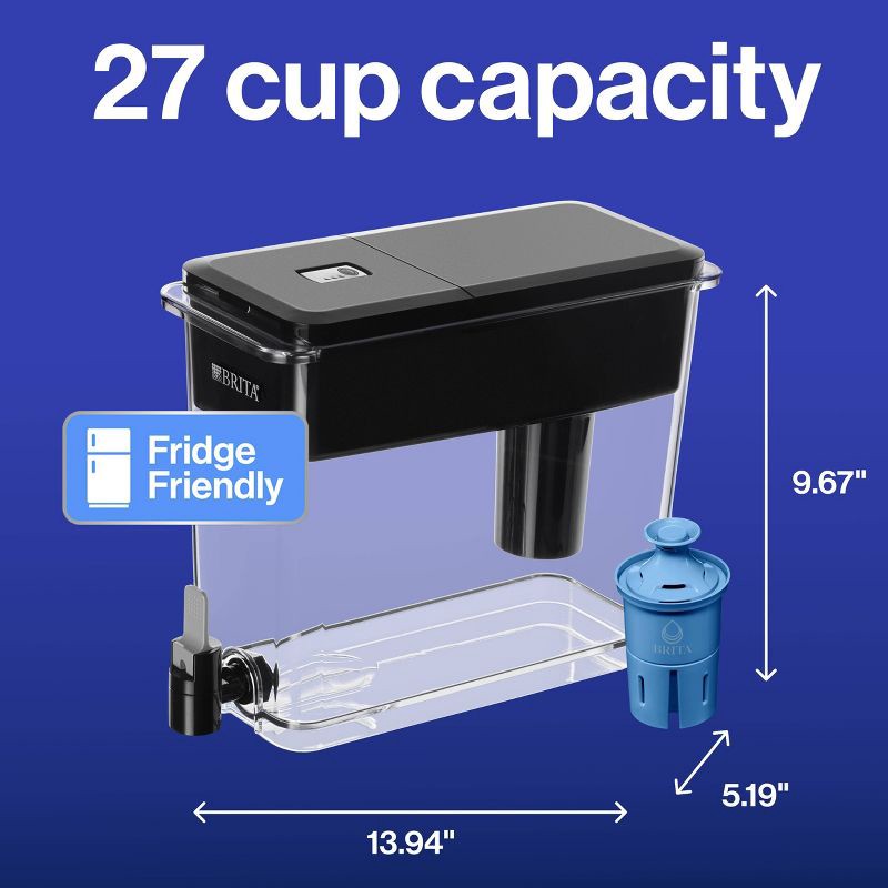 slide 14 of 16, Brita Extra Large 27-Cup UltraMax Filtered Water Dispenser with Filter - Jet Black, 1 ct