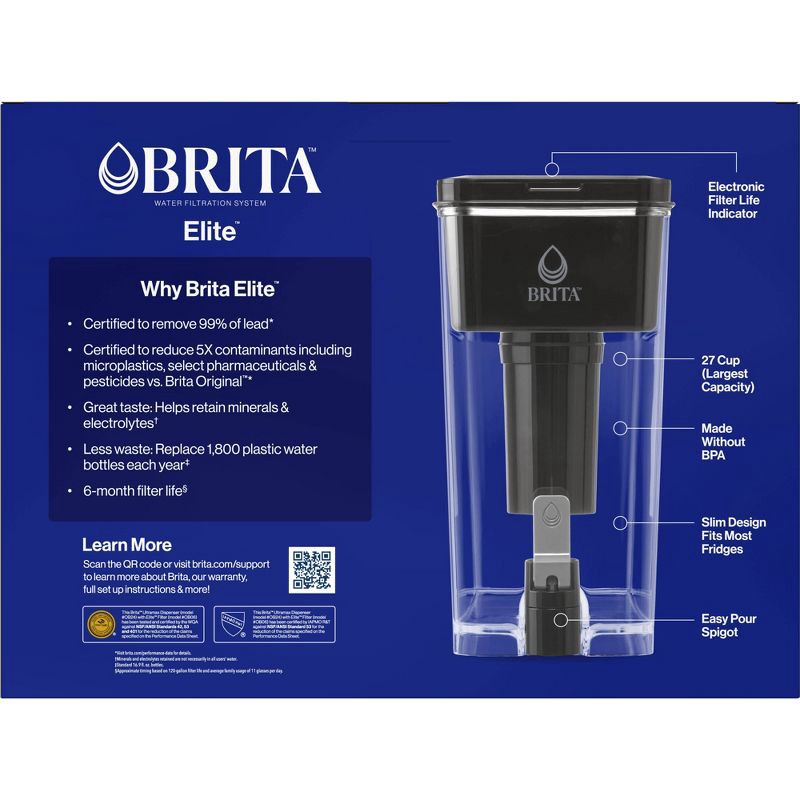 slide 15 of 16, Brita Extra Large 27-Cup UltraMax Filtered Water Dispenser with Filter - Jet Black, 1 ct