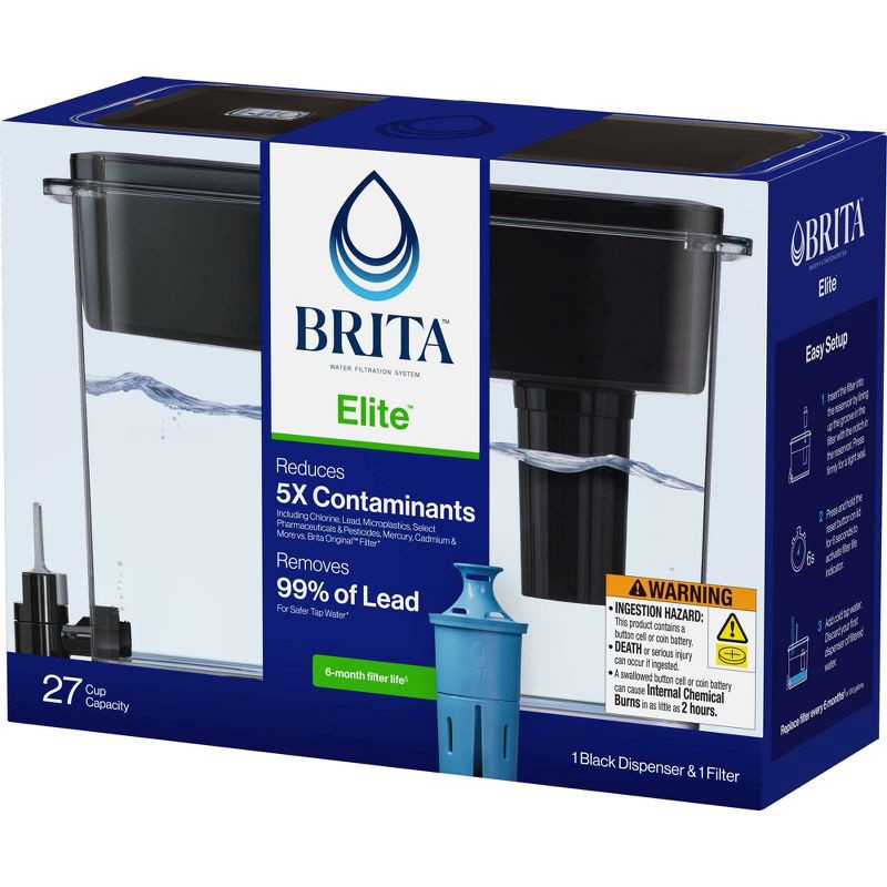 slide 16 of 16, Brita Extra Large 27-Cup UltraMax Filtered Water Dispenser with Filter - Jet Black, 1 ct
