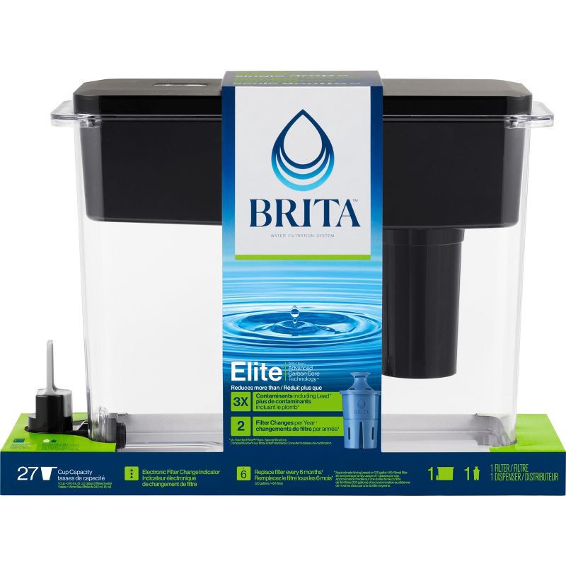 slide 6 of 21, Brita Extra Large 27-Cup UltraMax Filtered Water Dispenser with Filter - Jet Black, 1 ct