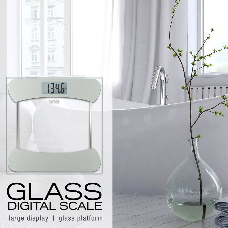 slide 2 of 11, Taylor Digital Glass Bathroom Scale - Clear with Stainless Steel Accents, 1 ct