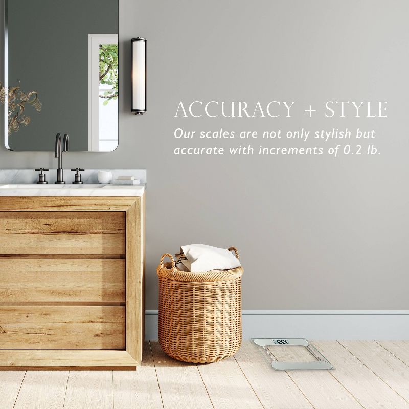 slide 6 of 11, Taylor Digital Glass Bathroom Scale - Clear with Stainless Steel Accents, 1 ct