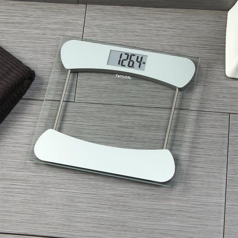 slide 8 of 11, Taylor Digital Glass Bathroom Scale - Clear with Stainless Steel Accents, 1 ct