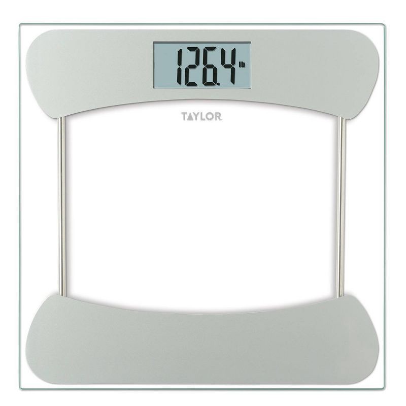 slide 1 of 11, Taylor Digital Glass Bathroom Scale - Clear with Stainless Steel Accents, 1 ct