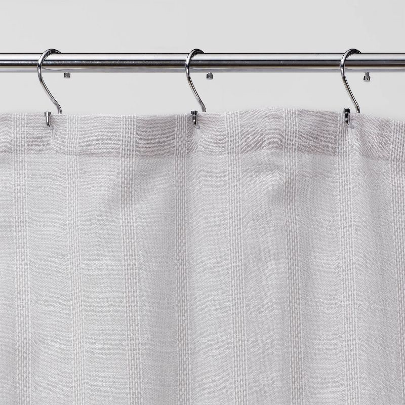 slide 3 of 4, Tonal Striped Shower Curtain Gray - Threshold™, 1 ct