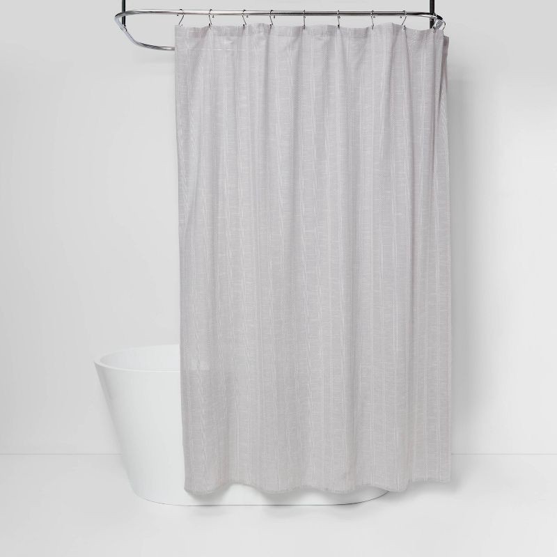 slide 1 of 4, Tonal Striped Shower Curtain Gray - Threshold™, 1 ct