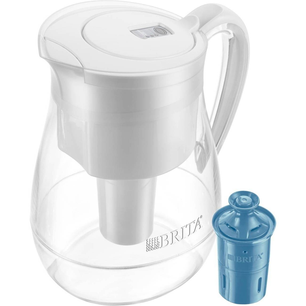 slide 1 of 7, Brita Water Filter Monterey 10-Cup Water Pitcher Dispensers with Longlast Water Filter - White, 1 ct