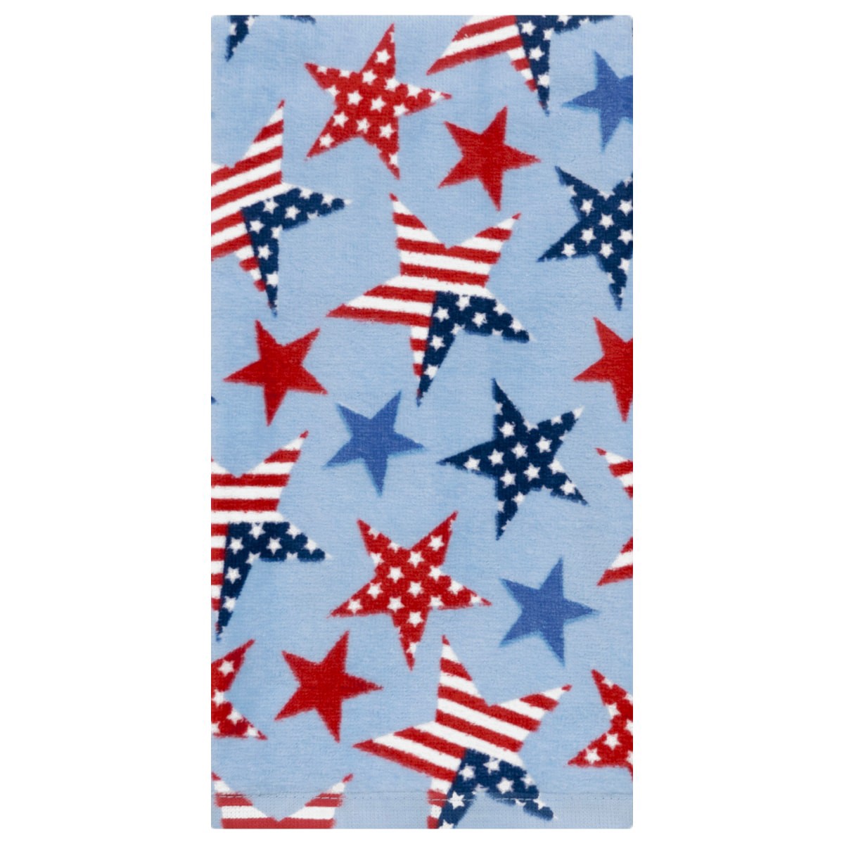 slide 1 of 1, Meijer Corporate Seasonal MCS Patterned Stars Allover Blue Fiber Reactive Kitchen Towel, 1 ct