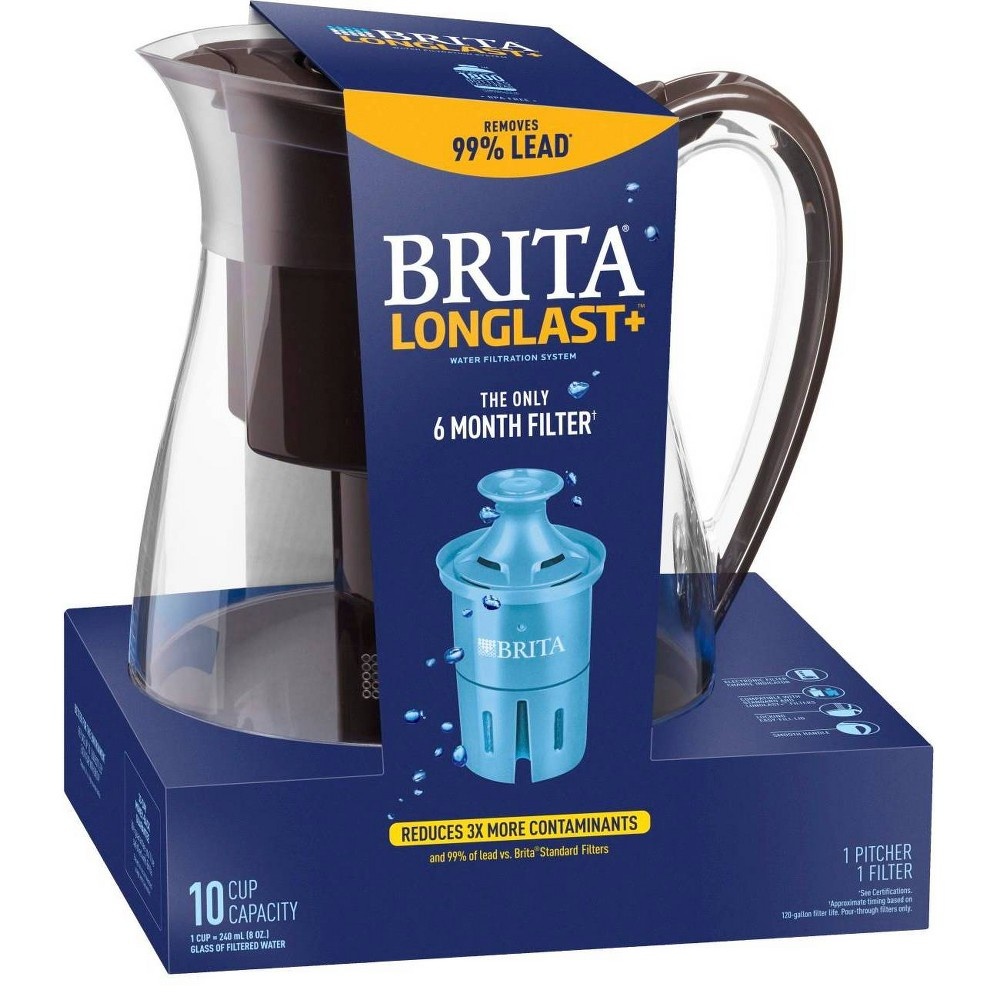 slide 3 of 10, Brita Water Filter Monterey 10-Cup Water Pitcher Dispensers with Longlast Water Filter - Black, 1 ct