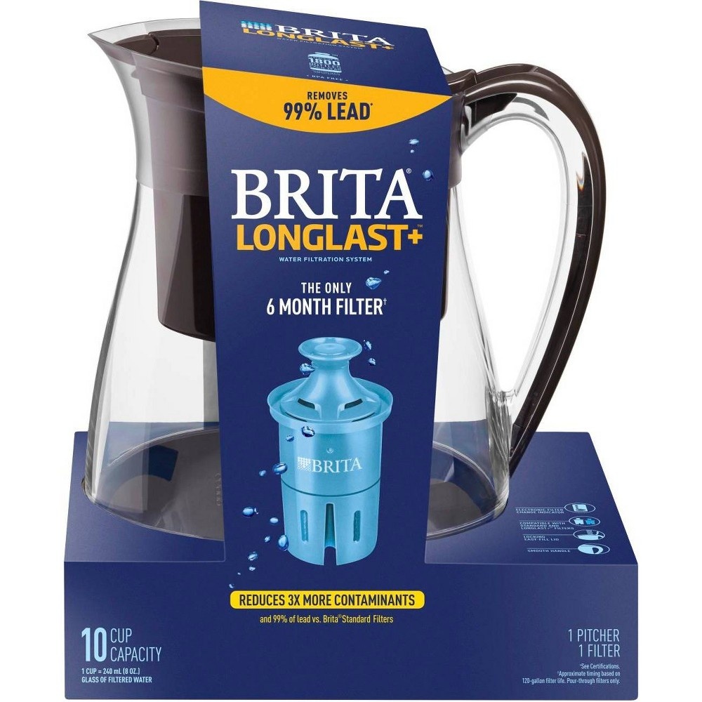 slide 6 of 10, Brita Water Filter Monterey 10-Cup Water Pitcher Dispensers with Longlast Water Filter - Black, 1 ct