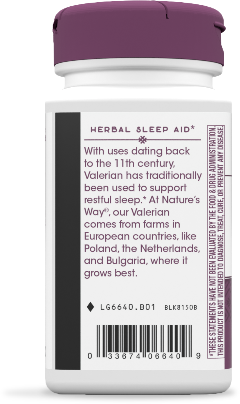 slide 2 of 5, Nature's Way Valerian Nighttime, Herbal Sleep Aid*, 320 mg per Serving of Valerian Extract, Gluten-Free, 100 Tablets, 100 ct