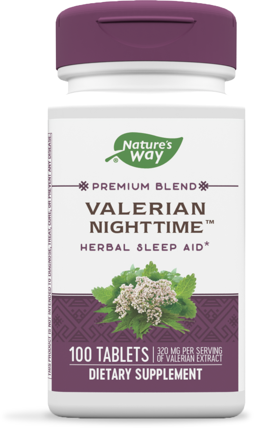 slide 1 of 5, Nature's Way Valerian Nighttime, Herbal Sleep Aid*, 320 mg per Serving of Valerian Extract, Gluten-Free, 100 Tablets, 100 ct