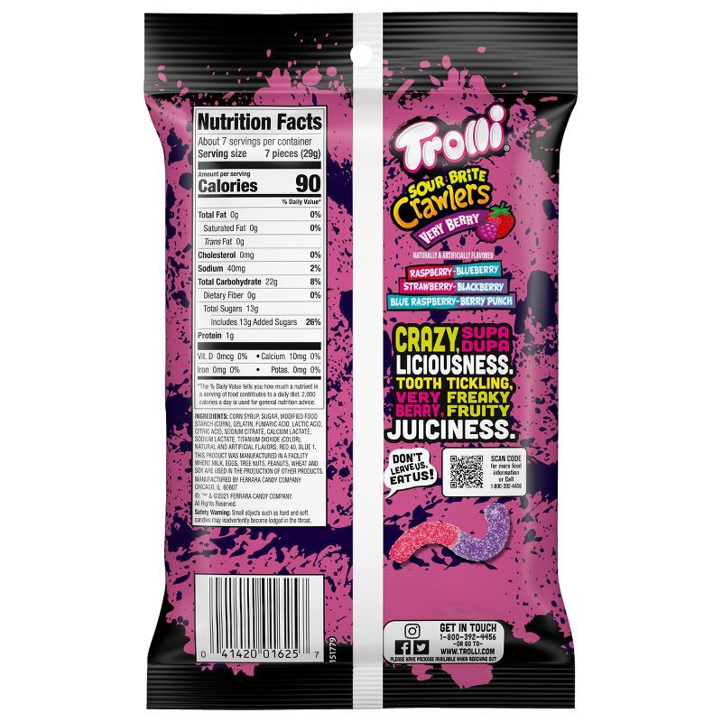 slide 10 of 10, Trolli Sour Brite Crawlers Very Berry Gummi Candy - 7.2oz, 7.2 oz