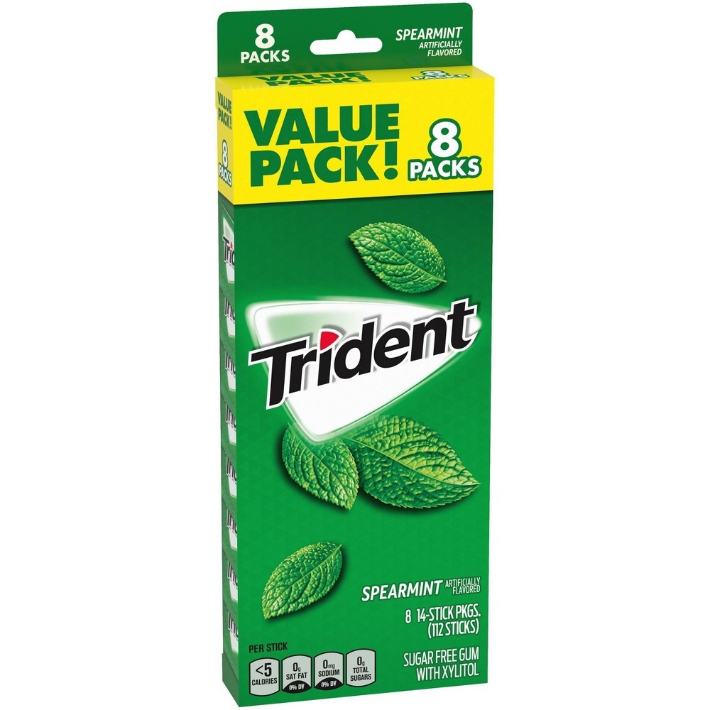 slide 2 of 13, Trident Spearmint Gum / 14pkgs, 8 ct