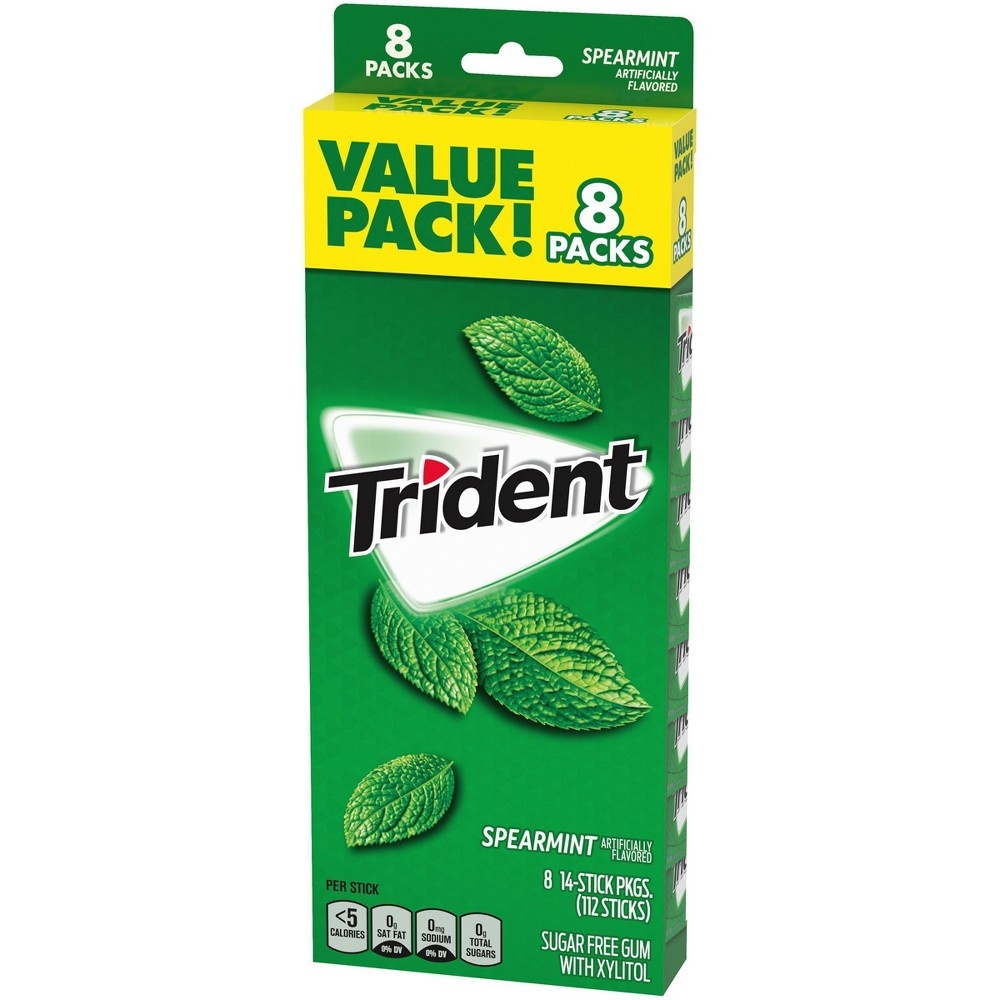 slide 3 of 13, Trident Spearmint Gum / 14pkgs, 8 ct