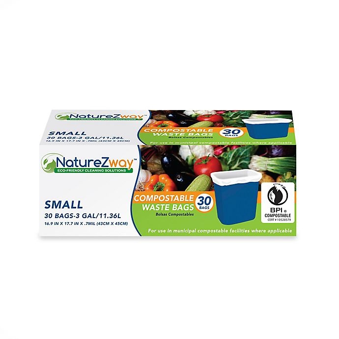 slide 1 of 1, NatureZway 3-Gallon Compostable Waste Bags, 30 ct