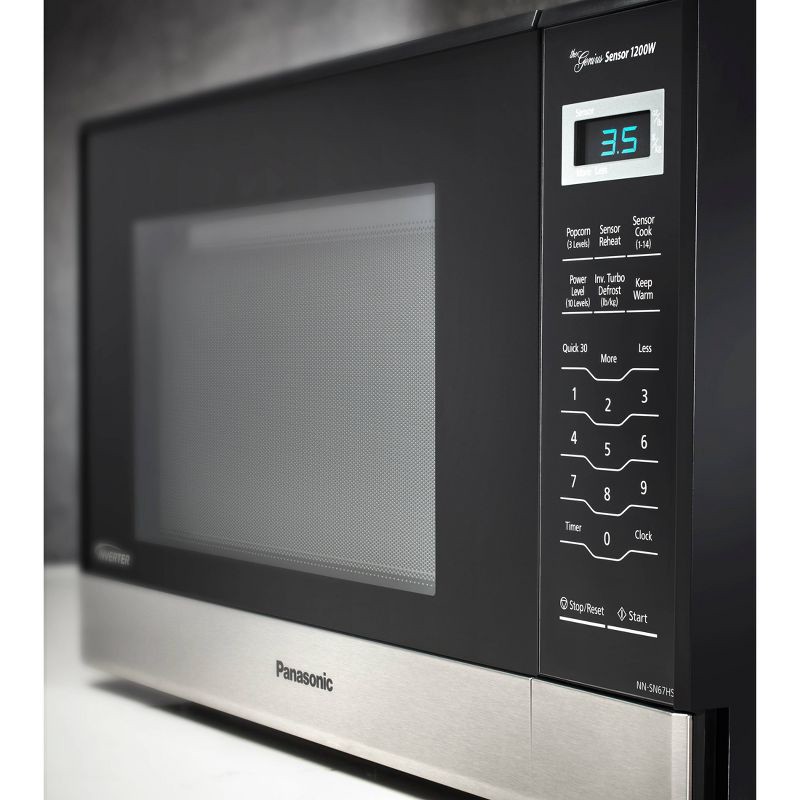 slide 6 of 12, Panasonic 1.2 Inverter Microwave - Stainless Steel NN-SN67HS: Countertop, 1200W, 12 Programs, Digital Display, 1 ct