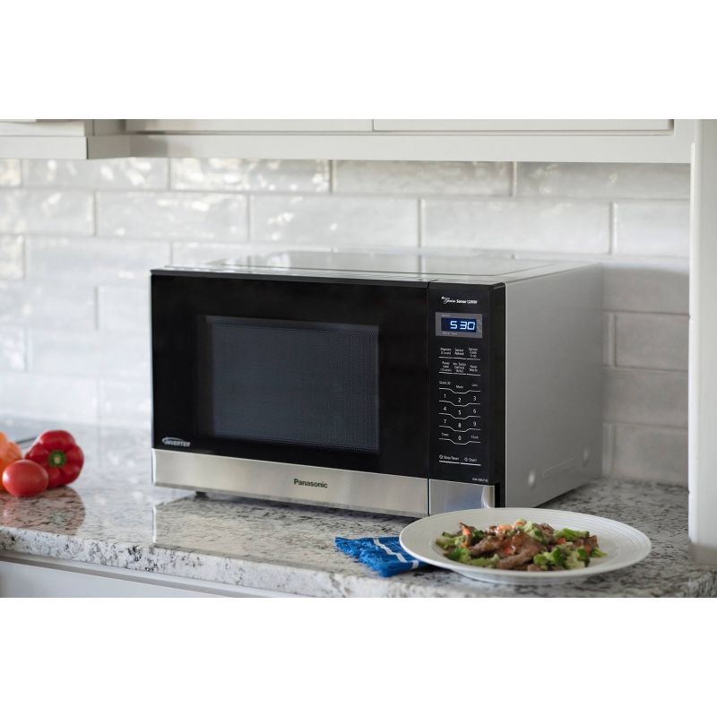 slide 2 of 12, Panasonic 1.2 Inverter Microwave - Stainless Steel NN-SN67HS: Countertop, 1200W, 12 Programs, Digital Display, 1 ct