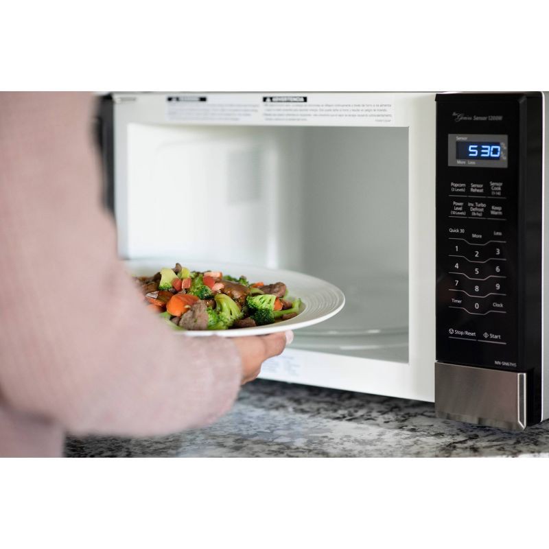 slide 9 of 12, Panasonic 1.2 Inverter Microwave - Stainless Steel NN-SN67HS: Countertop, 1200W, 12 Programs, Digital Display, 1 ct