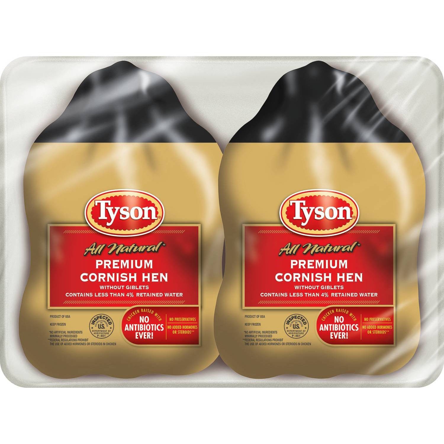 slide 1 of 3, Tyson Premium Cornish Game Hen - Frozen, 3 lb, 2 ct