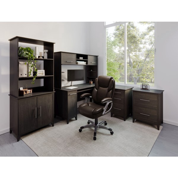 slide 4 of 7, Realspace Cressfield Bonded Leather High-Back Executive Chair, Brown/Silver, 1 ct