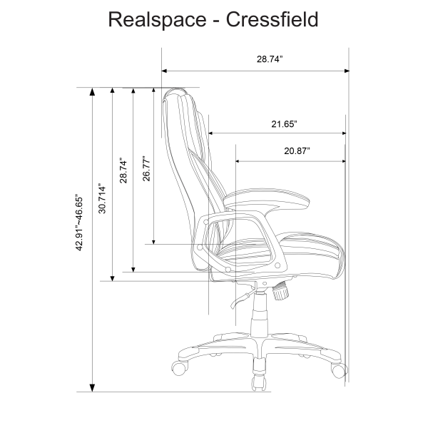 slide 2 of 7, Realspace Cressfield Bonded Leather High-Back Executive Chair, Brown/Silver, 1 ct