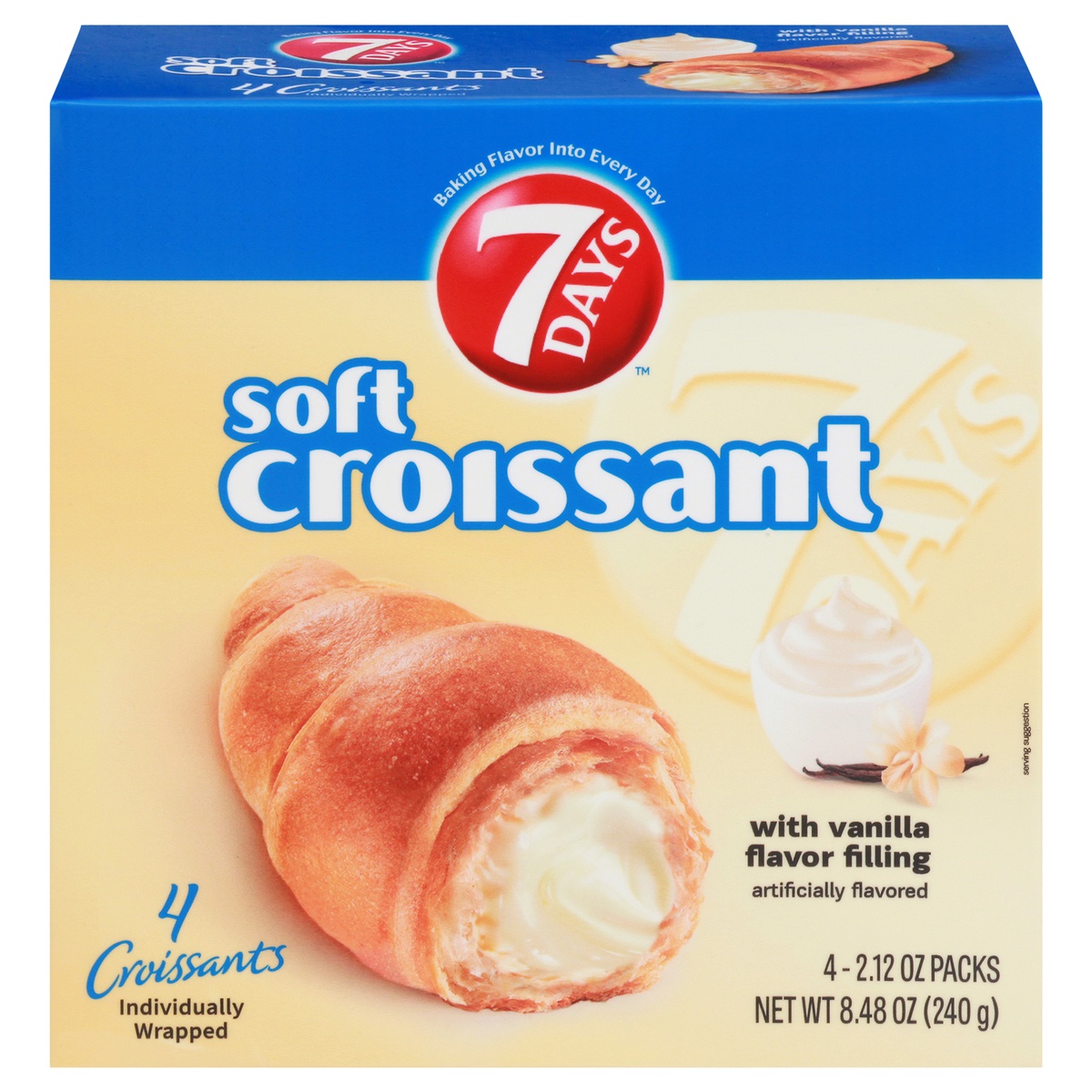 slide 1 of 1, 7DAYS Soft Croissants with Vanilla Flavor Filling 4 - 2.12 oz, 4 ct