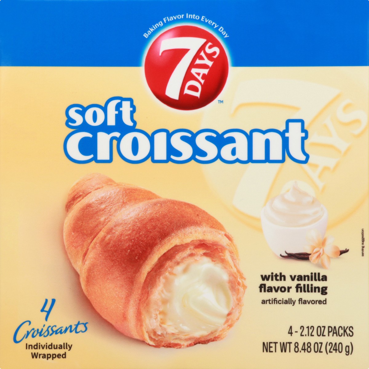 slide 8 of 9, 7DAYS With Vanilla Flavor FIlling Croissant 4 oz, 2.12 oz