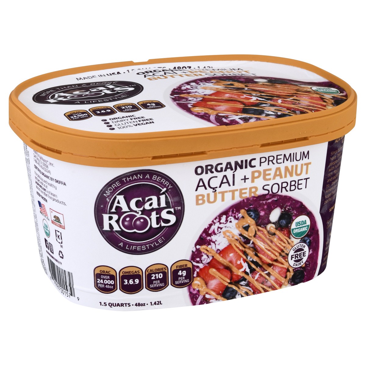 slide 5 of 13, Acai Roots Organic Premium Acai + Peanut Butter Sorbet 1.5 qt, 1.5 qt