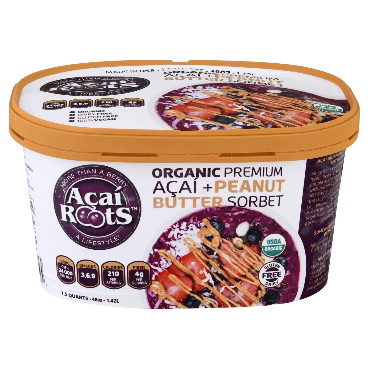 slide 10 of 13, Acai Roots Organic Premium Acai + Peanut Butter Sorbet 1.5 qt, 1.5 qt