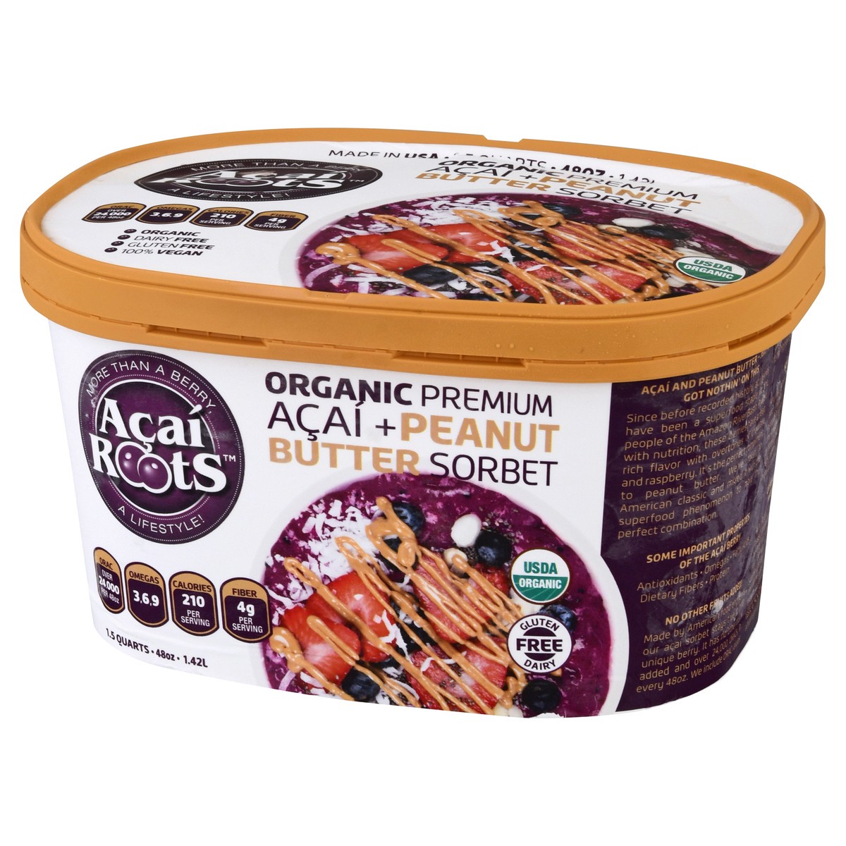 slide 11 of 13, Acai Roots Organic Premium Acai + Peanut Butter Sorbet 1.5 qt, 1.5 qt