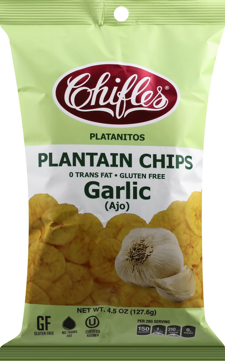 slide 1 of 1, Chifles Garlic Plantain Chips 4.5 oz, 5 oz