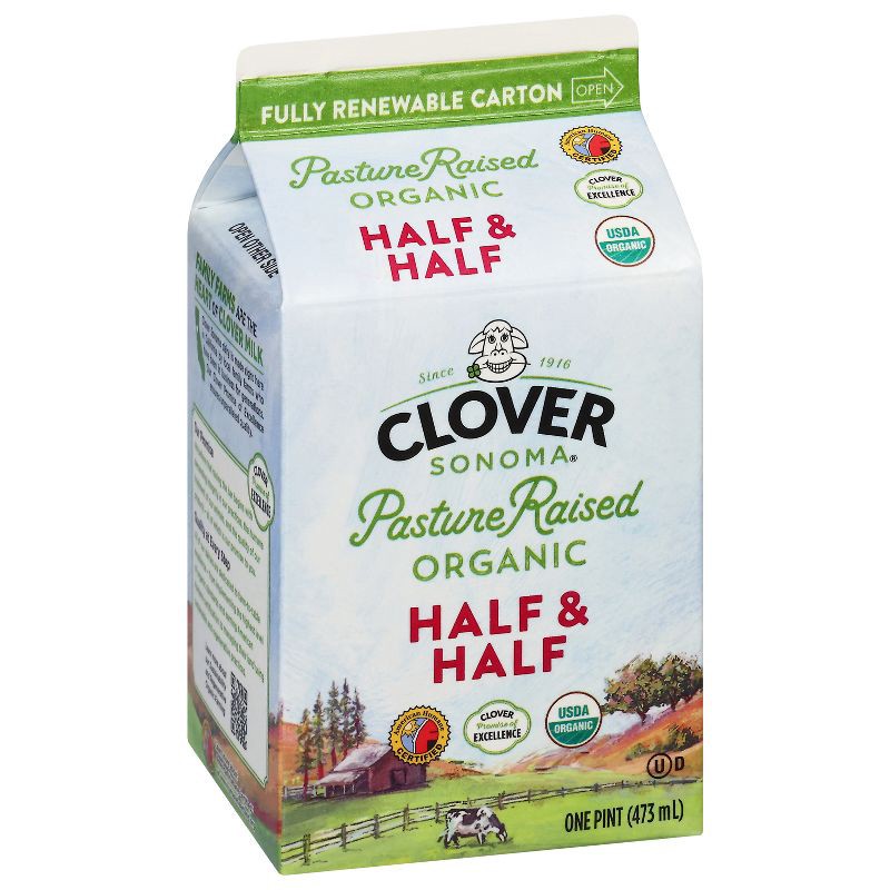 slide 2 of 7, Clover Sonoma Organic Half & Half - 1pt, 1 pint