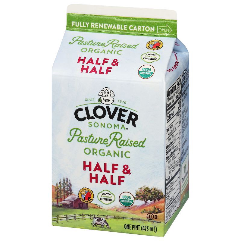slide 3 of 7, Clover Sonoma Organic Half & Half - 1pt, 1 pint