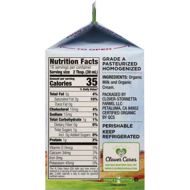 slide 5 of 7, Clover Sonoma Organic Half & Half - 1pt, 1 pint