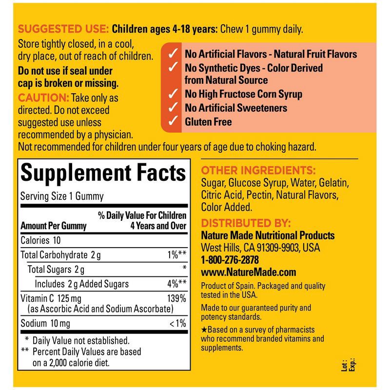 slide 2 of 8, Nature Made Kids First Vitamin C Gummies for Immune Support - Tangerine - 110ct, 110 ct