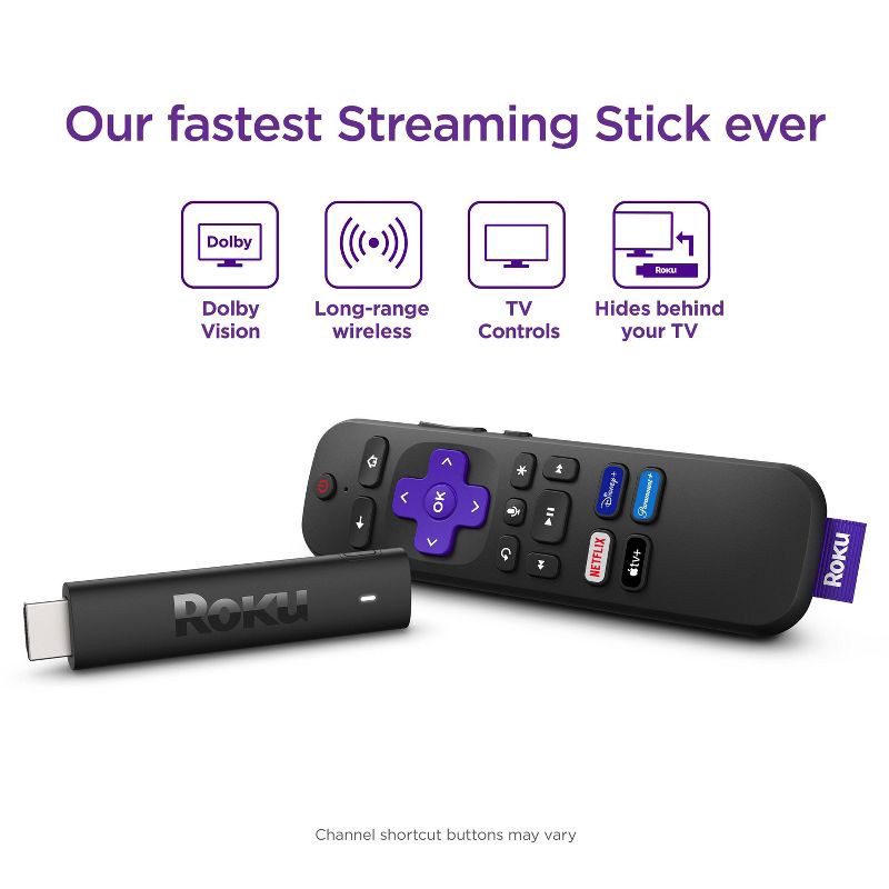 slide 2 of 8, Roku Streaming Stick 4K Streaming Device 4K/HDR/Dolby Vision with Voice Remote with TV Controls, 1 ct