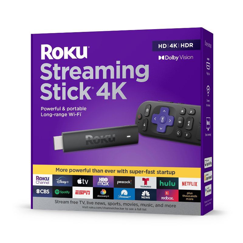slide 2 of 7, Roku Streaming Stick 4K Streaming Device 4K/HDR/Dolby Vision with Voice Remote with TV Controls, 1 ct