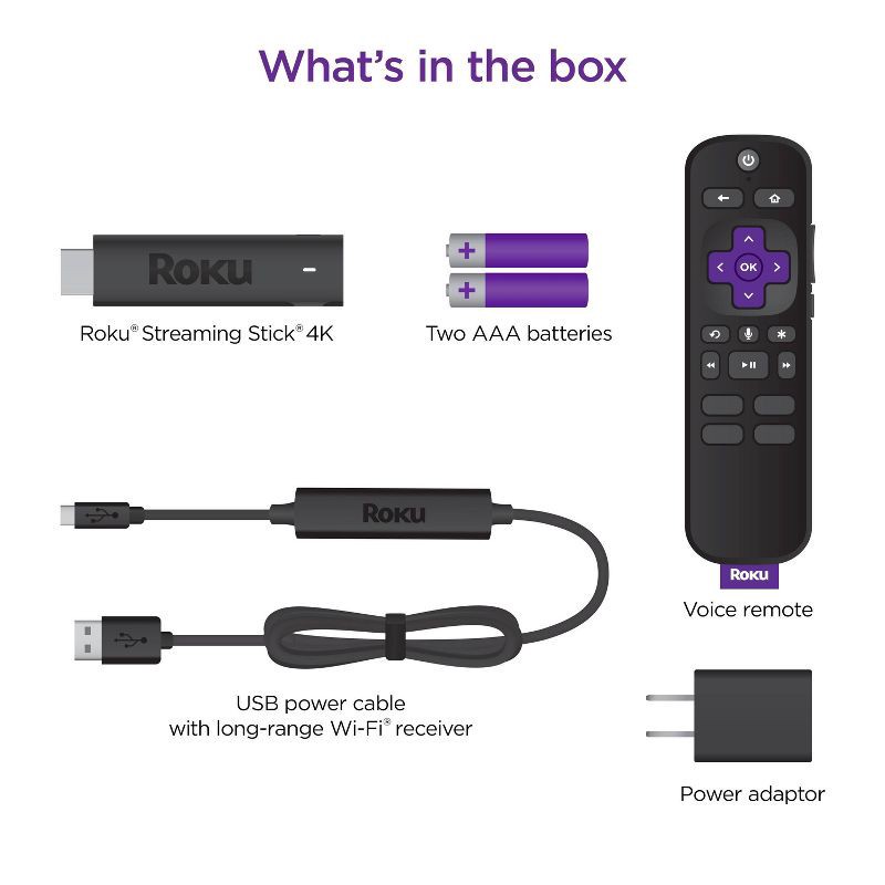 slide 6 of 8, Roku Streaming Stick 4K Streaming Device 4K/HDR/Dolby Vision with Voice Remote with TV Controls, 1 ct