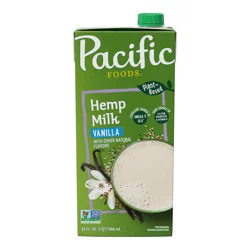 Pacific Foods Vanilla Hemp Milk, Plant Based Milk, 32 oz Carton