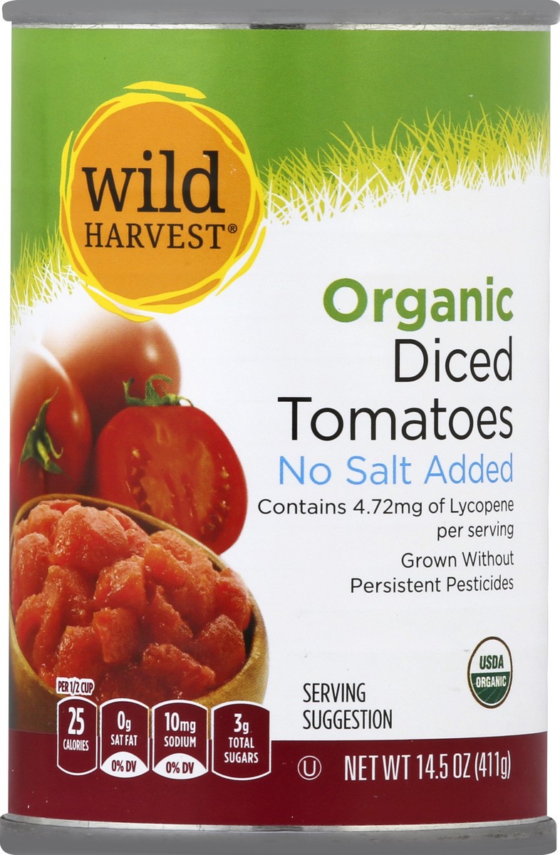 slide 2 of 7, Wild Harvest Organic Tomato Dice No Salt, 14.5 oz