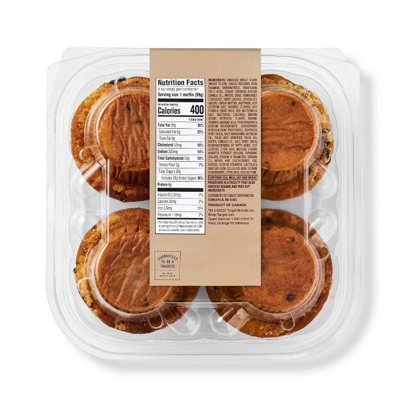 slide 3 of 3, Chocolate Chip Muffins - 14oz/4ct - Favorite Day™, 4 ct; 14 oz