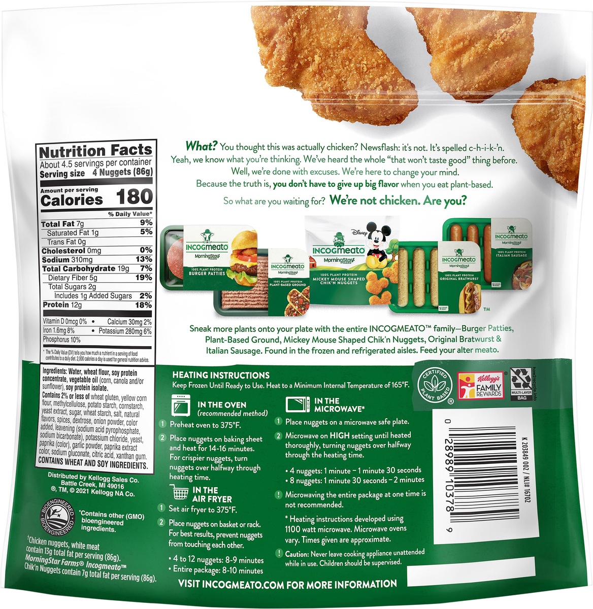 slide 10 of 10, MorningStar Farms Incogmeato Meatless Chicken Nuggets, Vegan Plant-Based Protein, Original, 13.5 oz