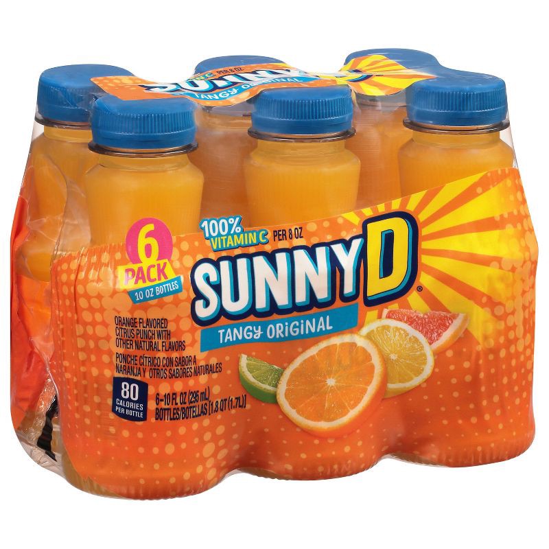 slide 2 of 6, SunnyD Tangy Original Orange Flavored Citrus Punch Bottles - 6pk/10 fl oz, 6 ct; 10 fl oz