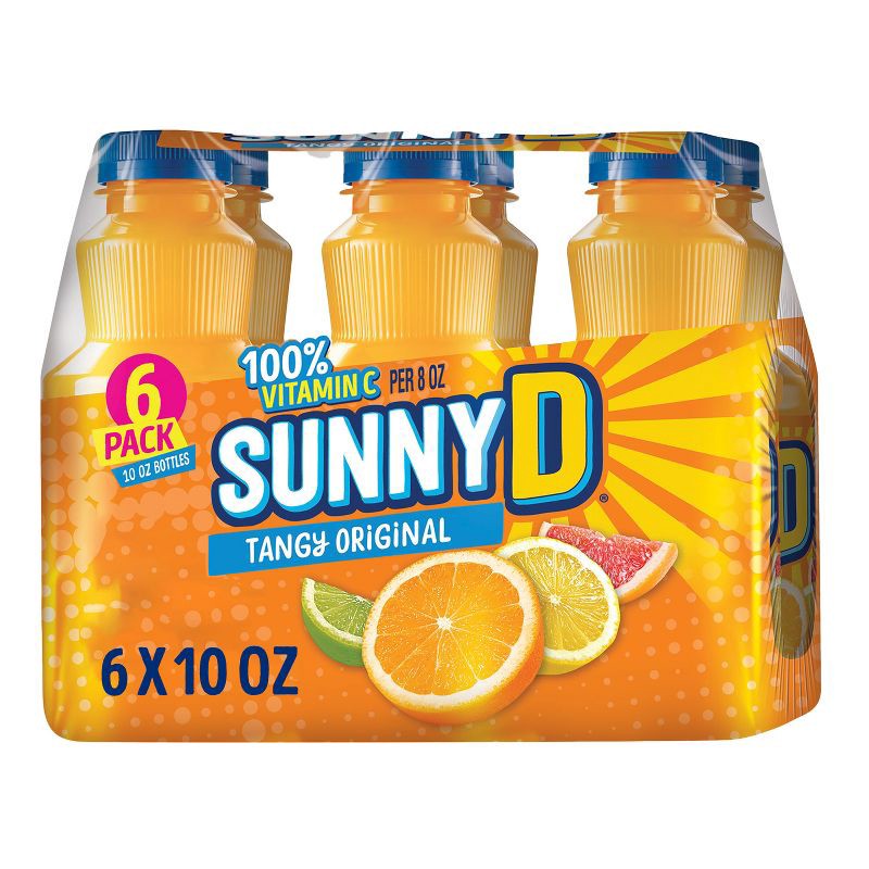 slide 1 of 6, SunnyD Tangy Original Orange Flavored Citrus Punch Bottles - 6pk/10 fl oz, 6 ct; 10 fl oz