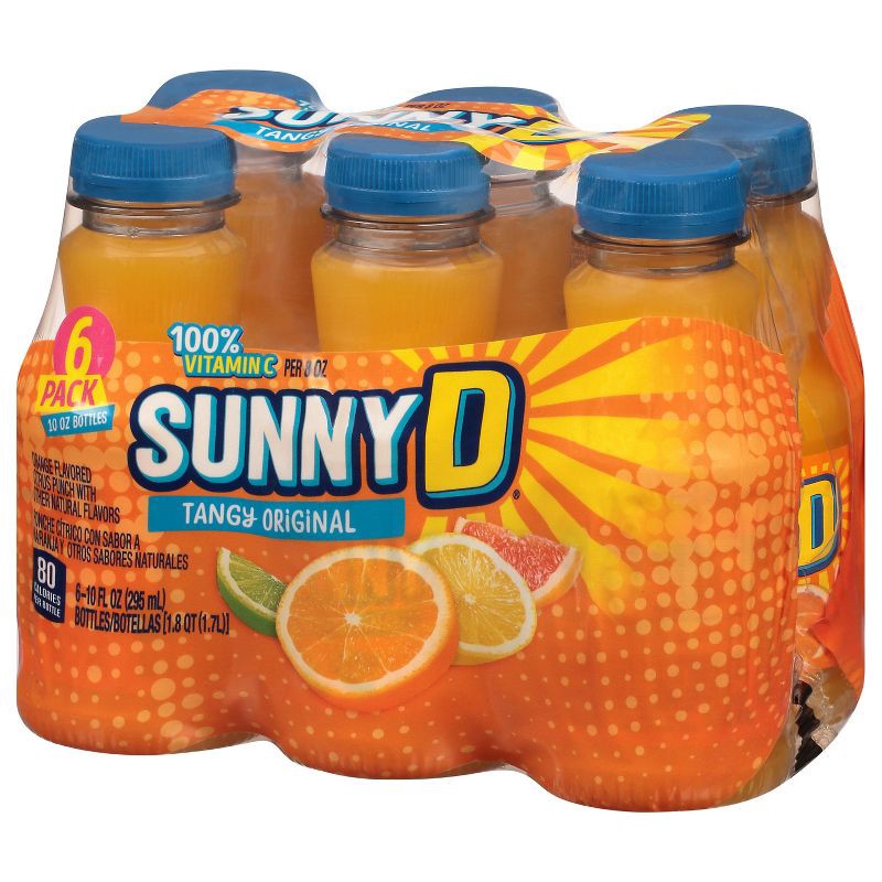 slide 3 of 6, SunnyD Tangy Original Orange Flavored Citrus Punch Bottles - 6pk/10 fl oz, 6 ct; 10 fl oz