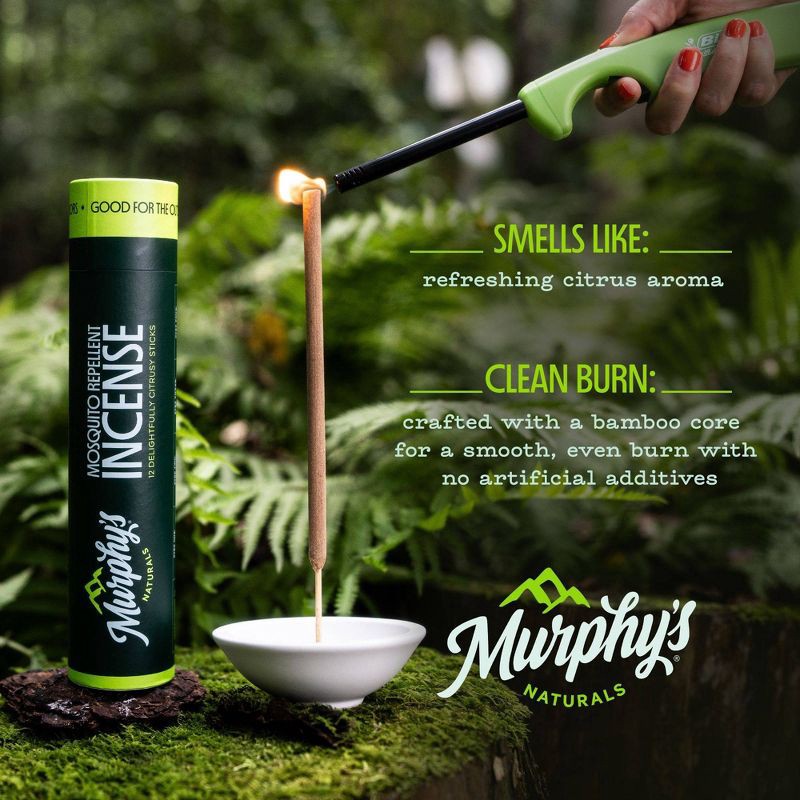 slide 3 of 7, Murphy's Naturals 12pk Mosquito Repellent Incense Sticks: Outdoor DEET-Free Area Repellent with Lemon Grass Oil, 12 ct