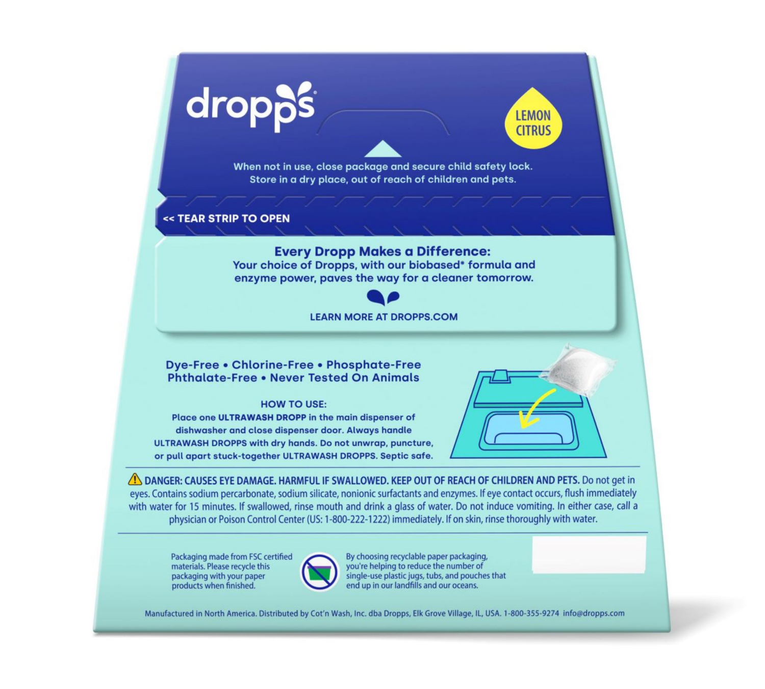 slide 2 of 5, Dropps, Ultrawash Dishwasher Pods, Lemon Citrus, 48 ct